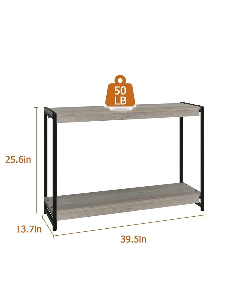 gaomon 2-Tier Entrance Tables, Farmhouse Entryway Table, 39.5"Console Table With Storage, Slatted Style 2-Tier Sofa Table With Shelf, Rustic Console T