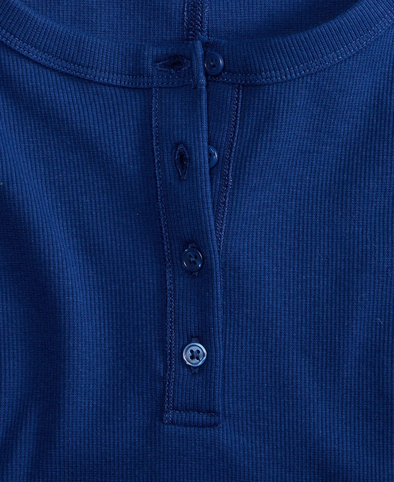 On 34th Women's Short Sleeve Ribbed Henley Tee, Exclusively at Macy's