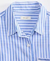 On 34th Women's Cotton Striped Button-Front Shirt