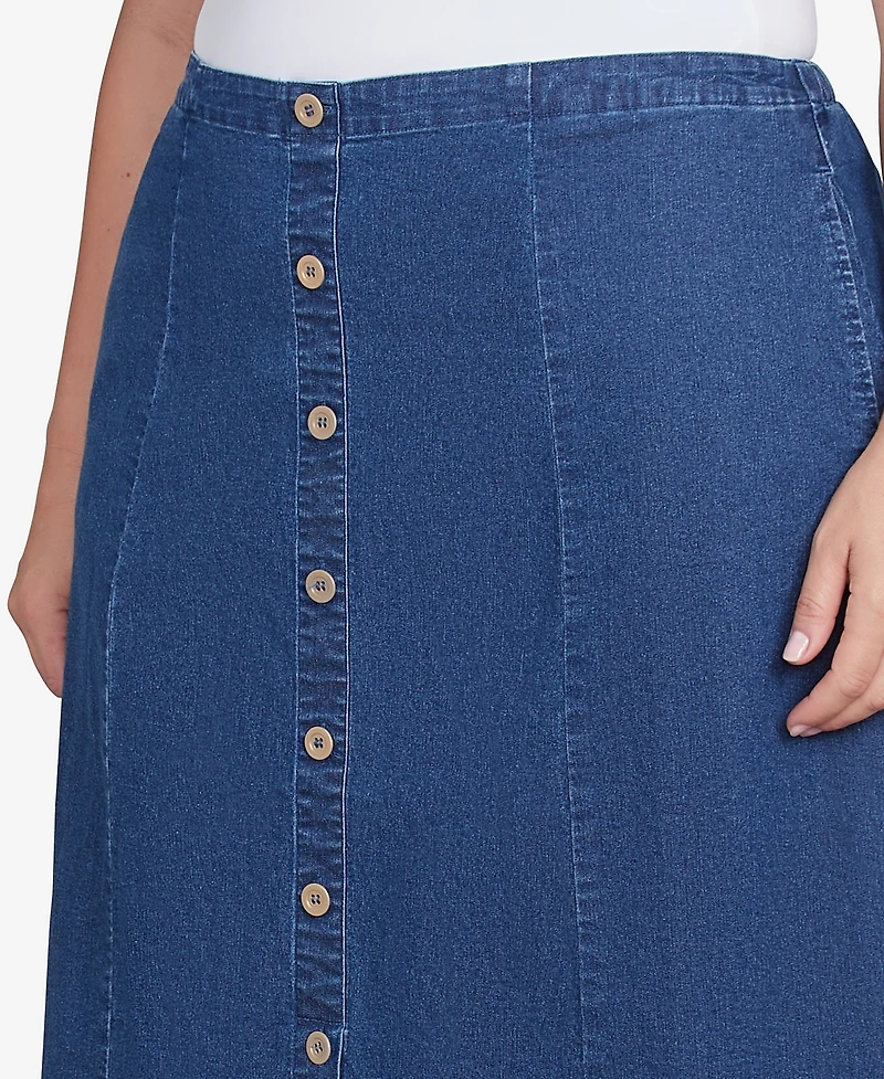 Alfred Dunner Plus Paneled Full Length Denim Skirt