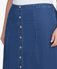 Alfred Dunner Plus Paneled Full Length Denim Skirt
