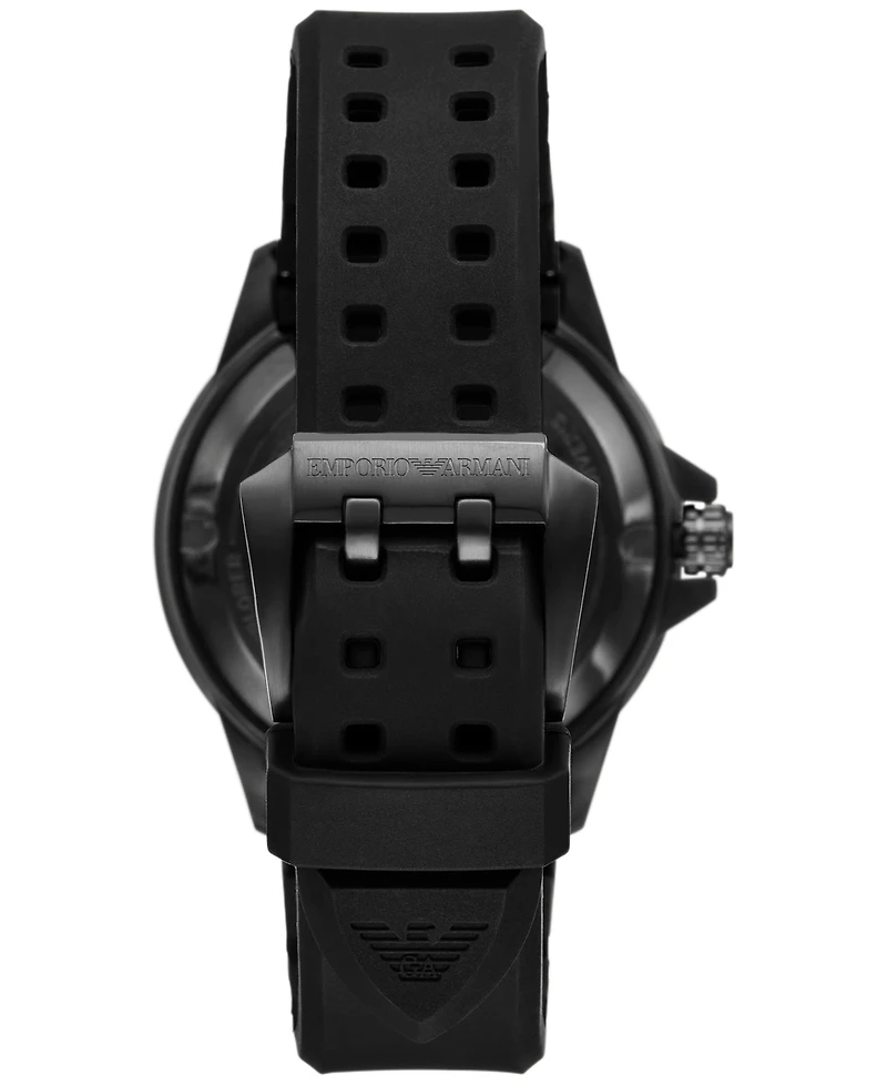 Emporio Armani Men's Automatic Sea Explorer Black Silicone Strap Watch 43mm