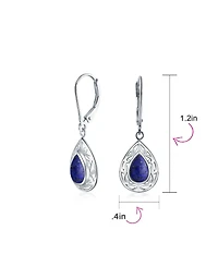 Bling Jewelry Western Style Dangle Earrings with Blue Lapis Lazuli & Turquoise Onyx