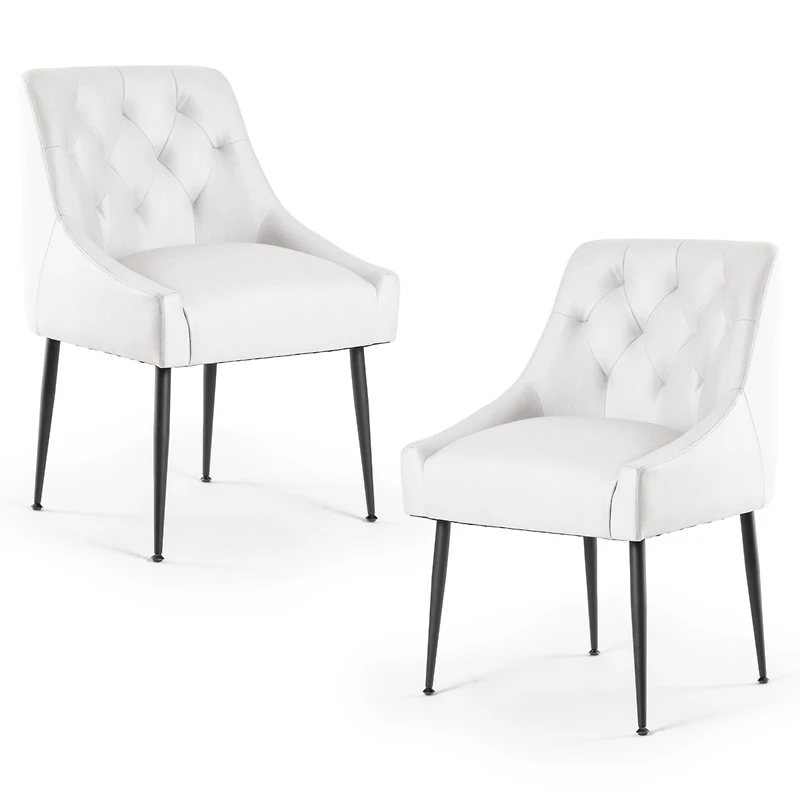 Dyhome Modern Upholstered Dining Chairs Set of 6, Mid Century Kitchen Side with 5.12” Cushions and Back Pull Rod for Kitchen, Living Roo