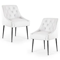 Dyhome Modern Upholstered Dining Chairs Set of 6, Mid Century Kitchen Side with 5.12” Cushions and Back Pull Rod for Kitchen, Living Roo