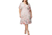 Kiyonna Plus Breezy Border Print Cocktail Dress