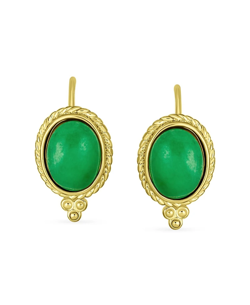 Bling Jewelry Oval Drop Earrings Gold Plated Sterling Silver