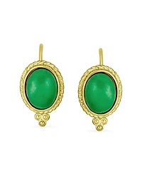 Bling Jewelry Oval Drop Earrings Gold Plated Sterling Silver