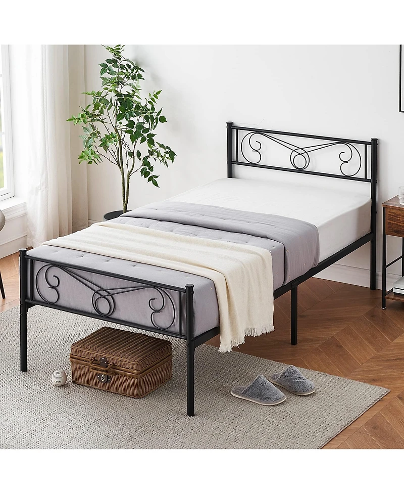 gaomon Twin Size Metal Platform Bed Frame with Headboard and Footboard