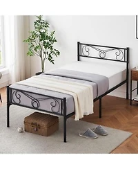Twin Size Metal Platform Bed Frame With Headboard Footboard