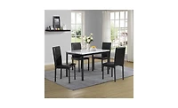 5-Piece Metal Dinette Set – Durable Laminated Tabletop with 4 Chairs for Kitchen or Dining Room