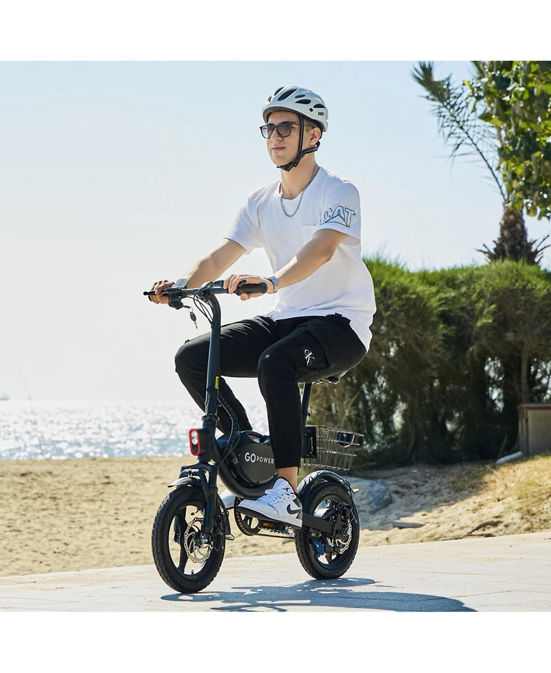 GoPowerBike GoDash Electric Bike | Compact Folding Adult Mini E-Bike | Dual Disc Brakes | Dual Shock Suspension | Throttle and Pedal Assist | 400W Mot
