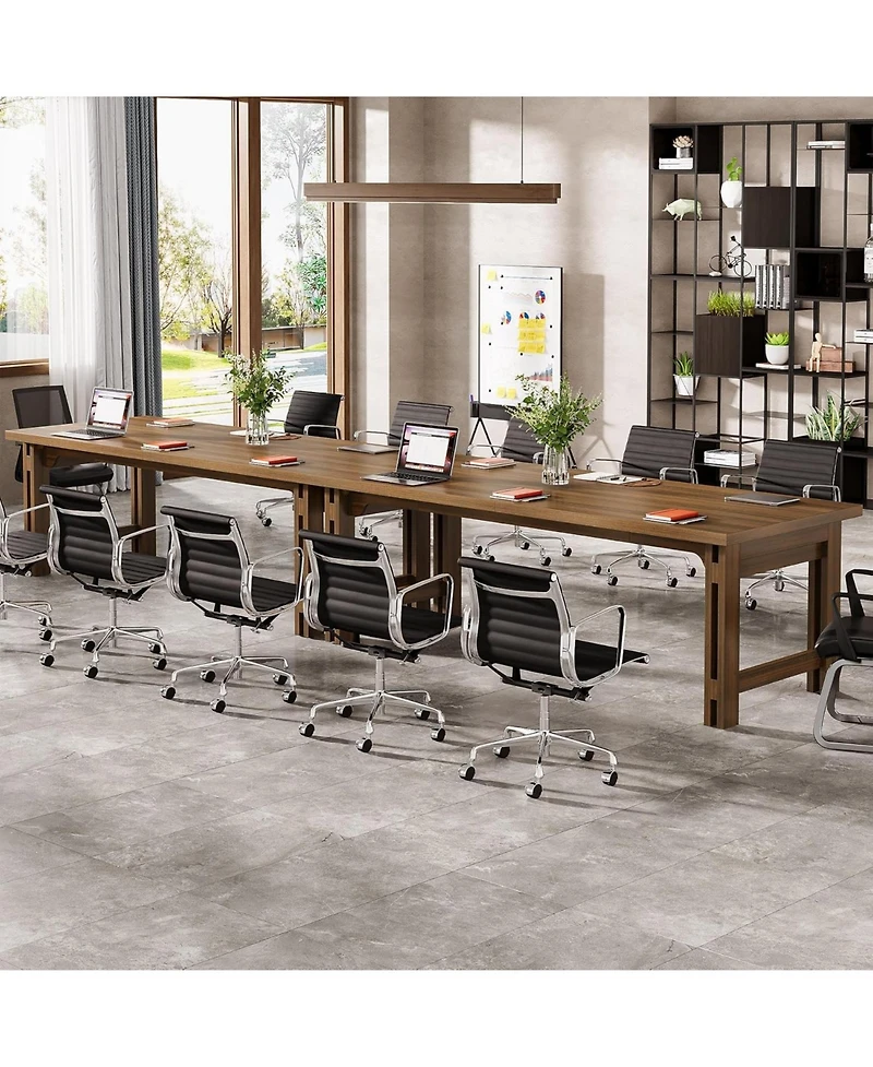Tribesigns 78.74-Inch Conference Table, 6.56 ft Large Meeting Table with Sturdy Frame, Wood Boardroom Seminar Table for 6-8 People