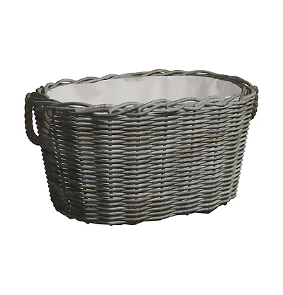 Firewood Basket with Carrying Handles 23.6"x15.7"x11" Gray Willow
