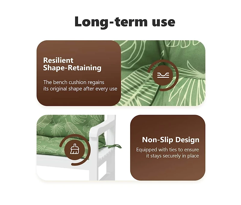 Garden Bench Cushions 2pcs Leaf Pattern 59.1"x19.7"x2.8" Fabric