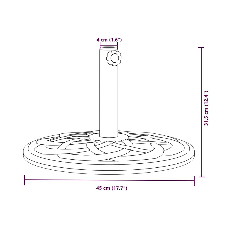 vidaXL Parasol Base Black Polyethylene, concrete, and iron Medium