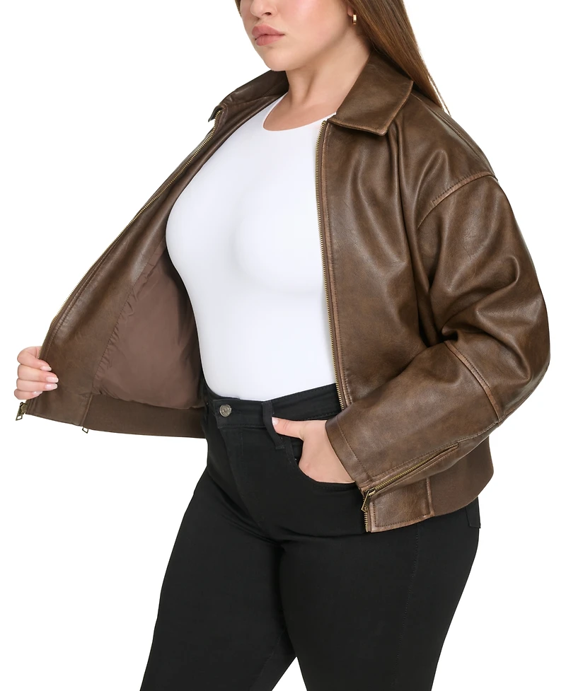 Levi's Plus Size Faux Leather Dad Bomber Jacket