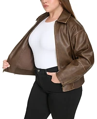 Levi's Plus Size Faux Leather Dad Bomber Jacket