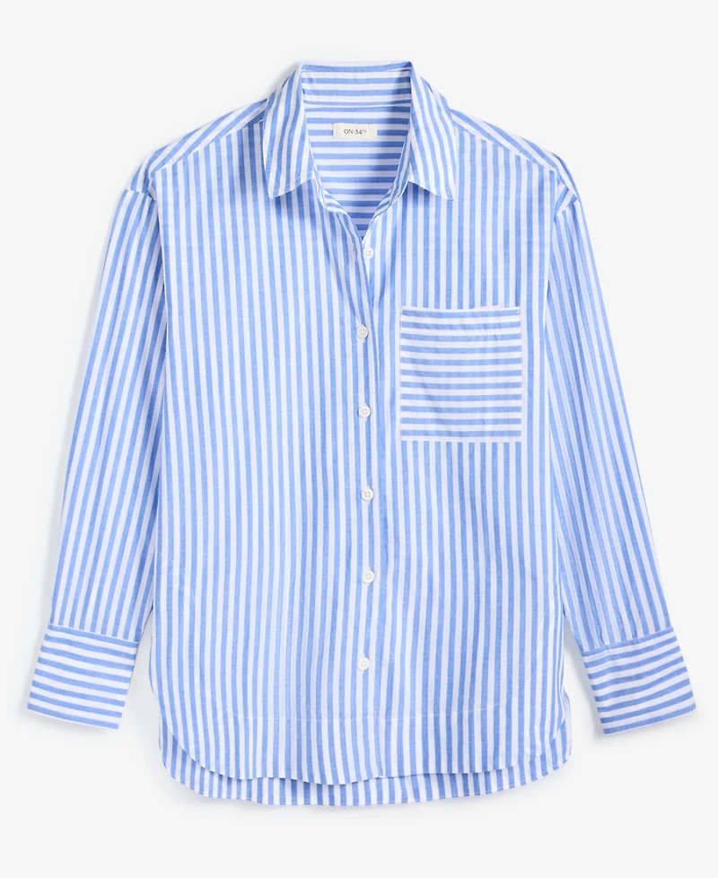 On 34th Women's Cotton Striped Button-Front Shirt