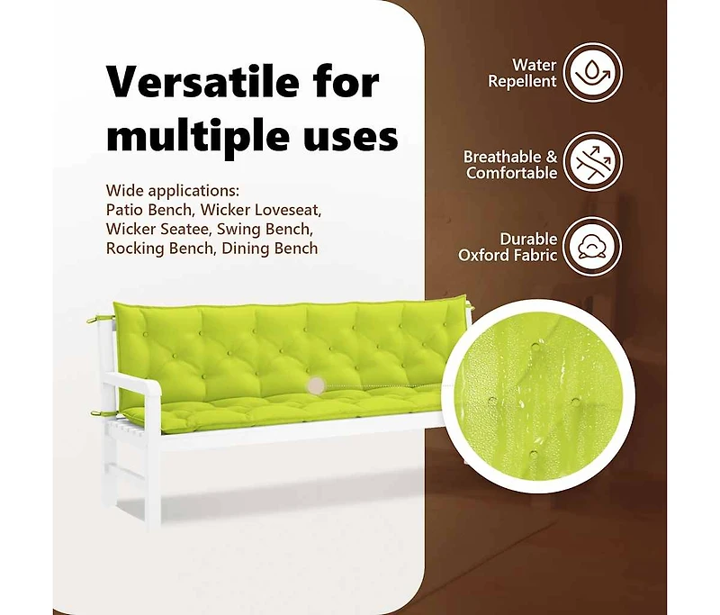 Garden Bench Cushion Bright Green 78.7"x(19.7"+19.7")x2.8" Oxford Fabric