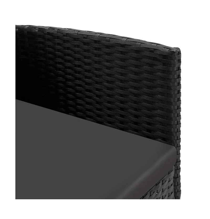 Patio Chairs with Black Cushions 4 pcs Black Poly Rattan