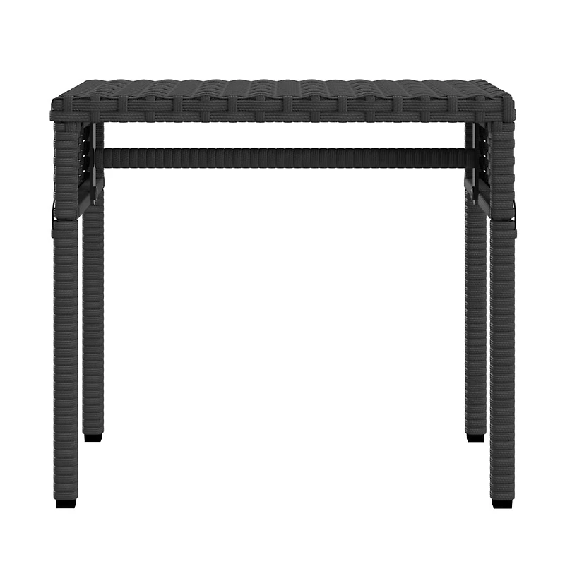 Sun Lounger with Canopy and Table Black Poly Rattan