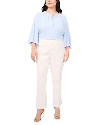 Vince Camuto Plus Split-Neck 3/4-Angel-Sleeve Blouse