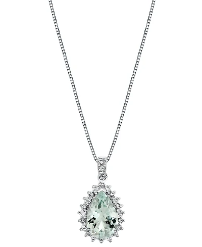 Macy's Aquamarine (2-3/8 ct. t.w.) & Diamond (1/5 ct. t.w.) Pear Shaped Pendant 18" Necklace in Sterling Silver