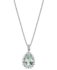 Macy's Aquamarine (2-3/8 ct. t.w.) & Diamond (1/5 ct. t.w.) Pear Shaped Pendant 18" Necklace in Sterling Silver