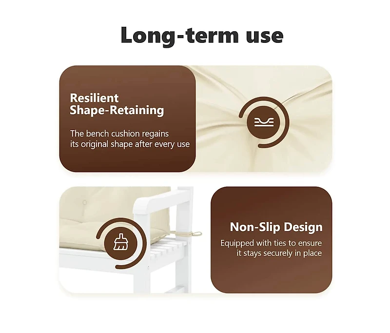 Garden Bench Cushion Cream White 70.9"x(19.7"+19.7")x2.8" Oxford Fabric