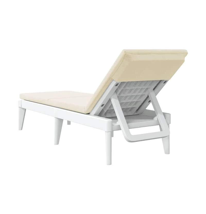 Sun Lounger with Cushion White 73.2"x23.6"x11.4" Pp