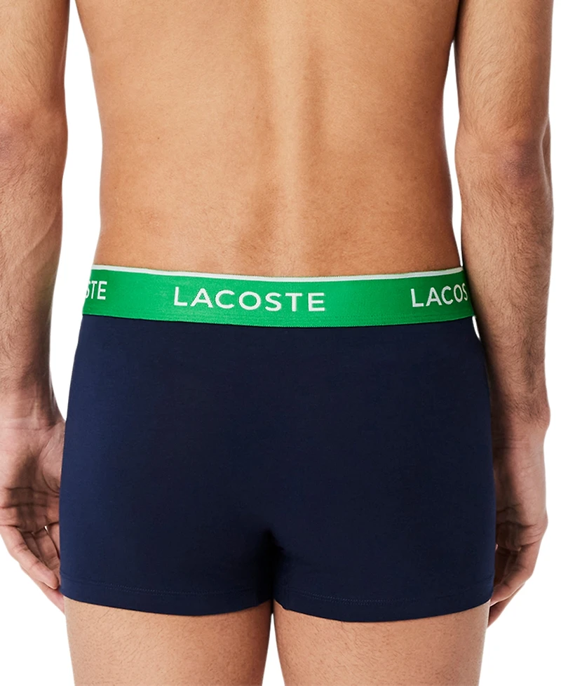 Lacoste Men's 3-Pack Regular-Fit Logo Waistband Trunk Underwear