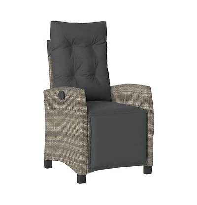 Reclining Patio Chair with Footrest Gray Poly Rattan