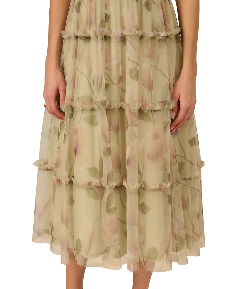 Adrianna Women's Printed Tiered Sleeveless Midi Dress