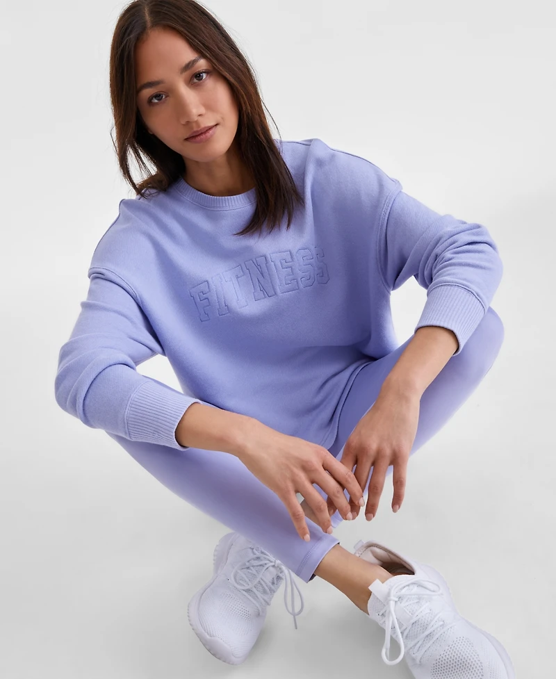 Id Ideology Women's Fitness Crewneck Knit Sweatshirt, Exclusively at Macy's