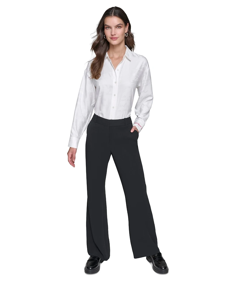 Karl Lagerfeld Paris Women's Bootcut High-Rise Pants