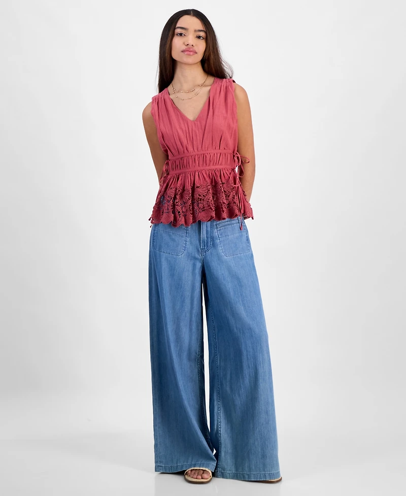 Lucky Brand Women's Sleeveless Ruched Side-Tie Top
