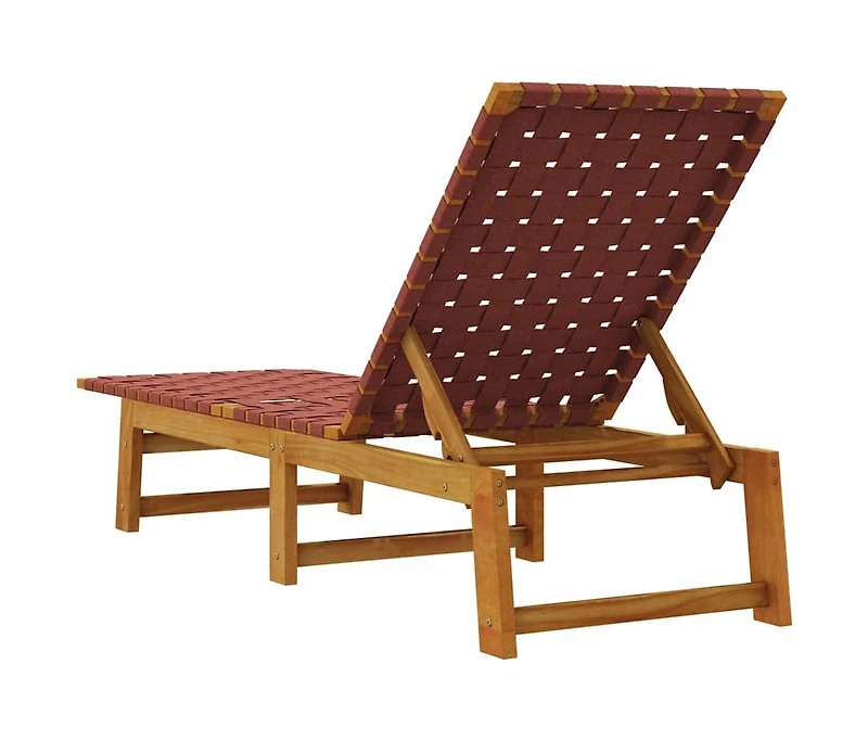 Sun Lounger Red Solid Wood Acacia and Fabric