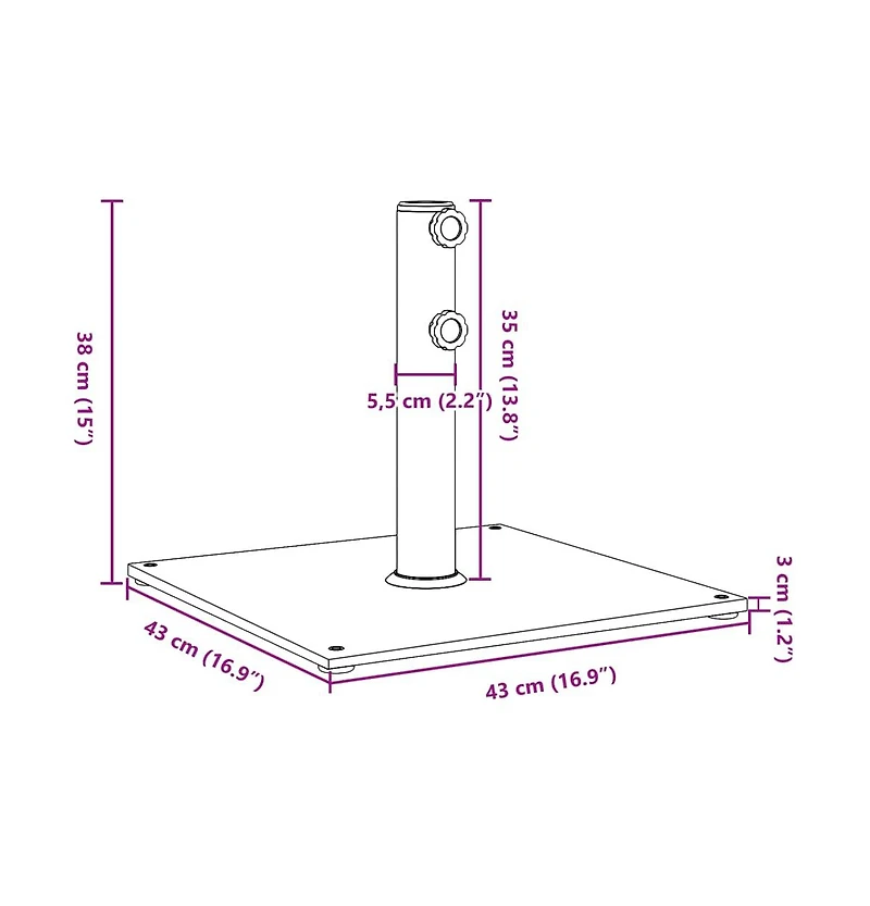 vidaXL Umbrella Base Dark Grey Steel, Iron Medium Heavy Weight Endurance