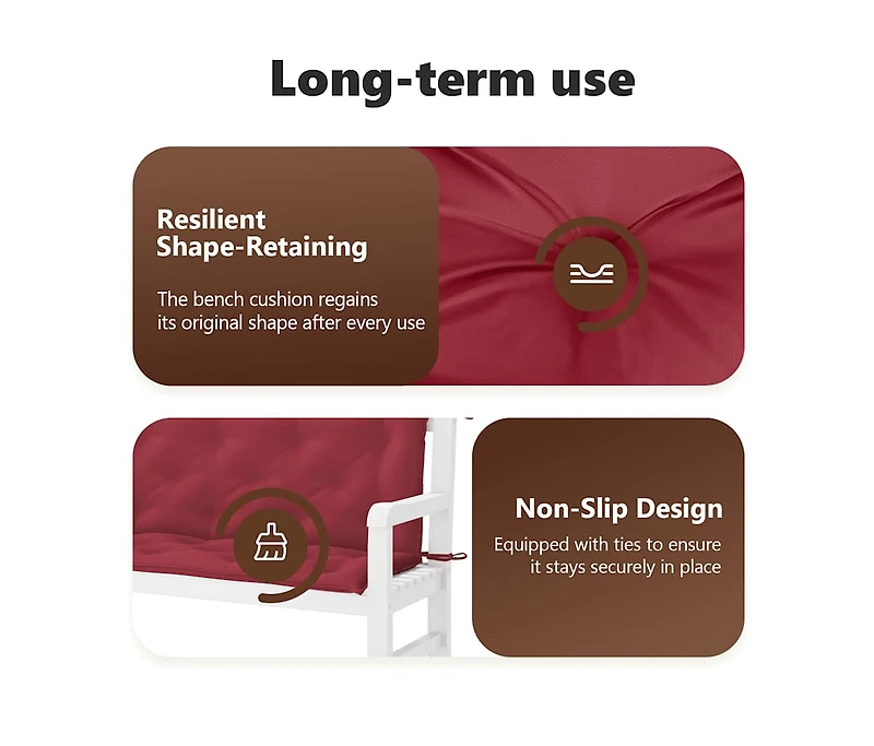 Garden Bench Cushion Wine Red 59.1"x(19.7"+19.7")x2.8" Oxford Fabric