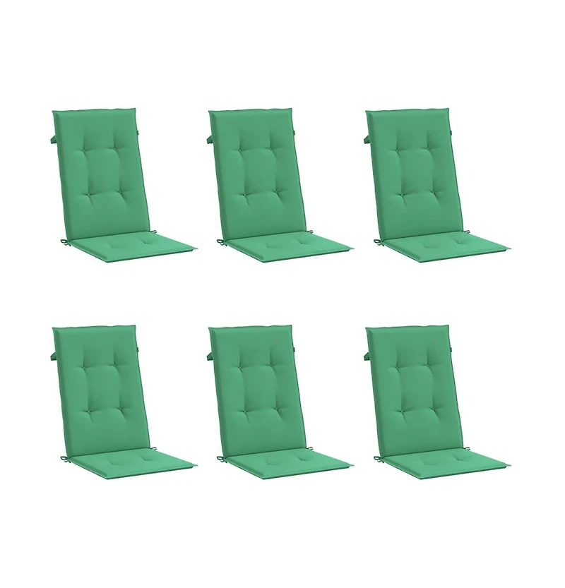 vidaXL Garden Highback Chair Cushions 6 pcs Green 47.2"x19.7"x1.2" Fabric
