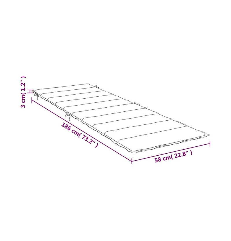 Sun Lounger Cushion Gray Check Pattern 73.2"x22.8"x1.6" Oxford Fabric