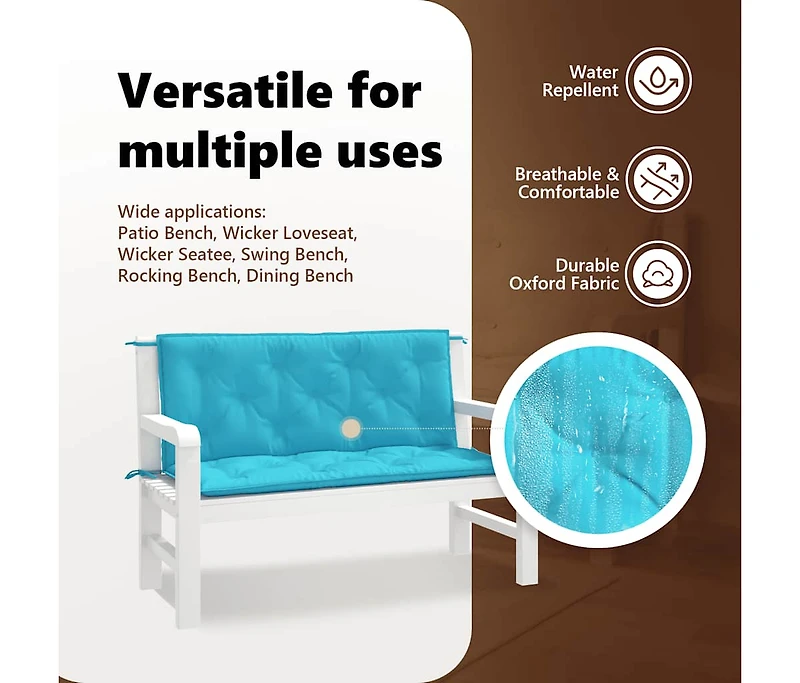 Garden Bench Cushions 2pcs Turquoise 47.2"x19.7"x2.8" Fabric