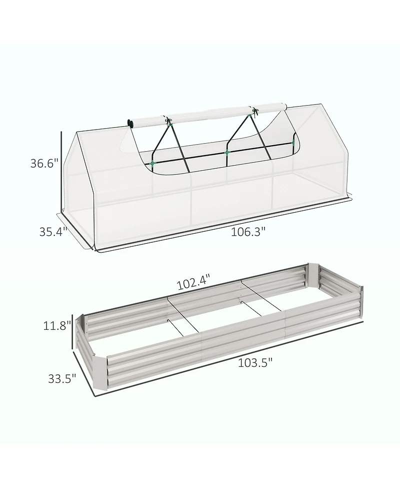 Outsunny 8.6 x 3 1ft Raised Garden Bed with Mini house,