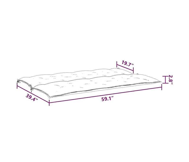 Garden Bench Cushion 59.1"x(19.7"+19.7")x2.8" Oxford Fabric