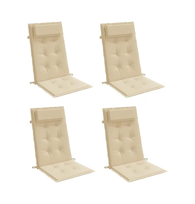 Highback Chair Cushions 4 pcs Beige Oxford Fabric