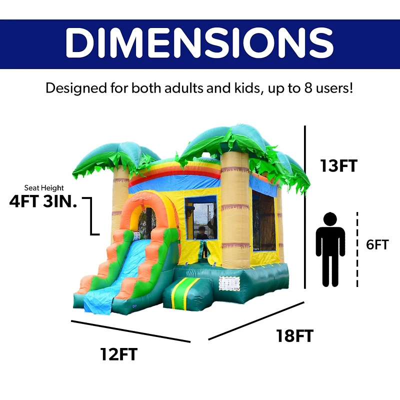 HeroKiddo Tropical Breeze Commercial Grade Inflatable Bounce House & Water Slide Combo (No Blower Included), Outdoor Play