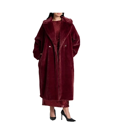 Eloquii Women's Faux Fur Long Coat