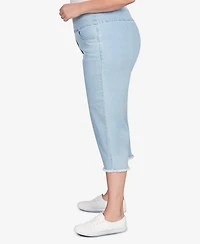 Alfred Dunner Plus Classic Black Denim Fringe Capri Pants