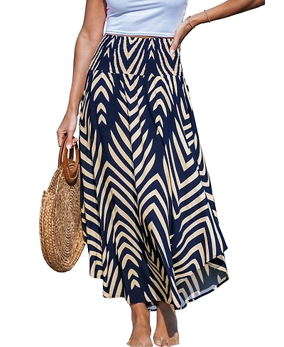Cupshe Women's Abstract Smocked Waist Midi Skirt